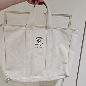 Tory Burch Cream Canvas Tote Bag